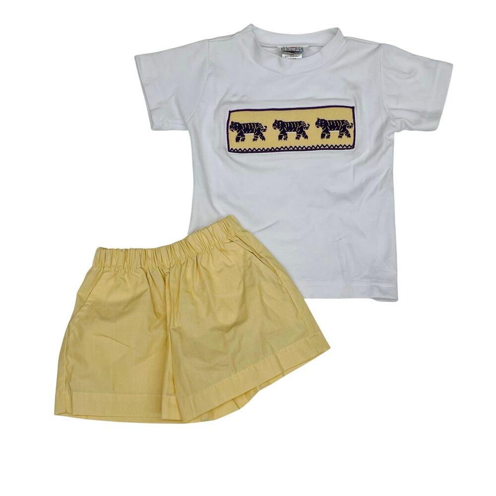 NWT Ruth & Ralph Size 5 LSU Smocked Short Set